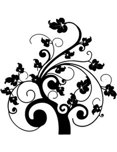 Scroll like tree trunk with leaves